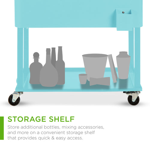 Portable Rolling Cooler Cart w/ Bottle Opener, Catch Tray - 80qt