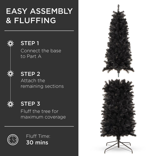 Black Artificial Pencil Holiday Christmas Tree