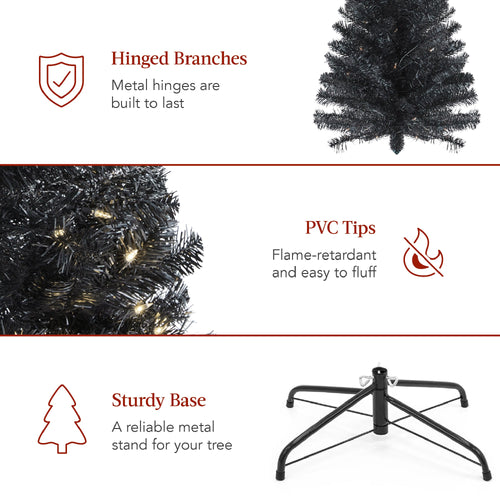 Pre-Lit Black Artificial Pencil Holiday Tree