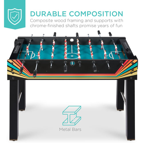 Foosball Game Table, Arcade Table Soccer w/ 2 Cup Holders, 2 Balls - 48in