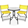 3-Piece Bistro Set w/ Glass Table, 2 Foldable Chairs