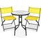 3-Piece Bistro Set w/ Glass Table, 2 Foldable Chairs