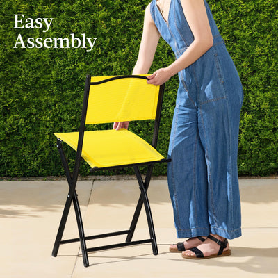 3-Piece Bistro Set w/ Glass Table, 2 Foldable Chairs