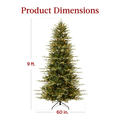 Pre-Lit Artificial Aspen Slim Noble Fir Christmas Tree w/ Metal Stand