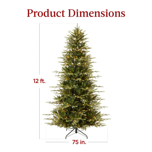 Pre-Lit Artificial Aspen Slim Noble Fir Christmas Tree w/ Metal Stand