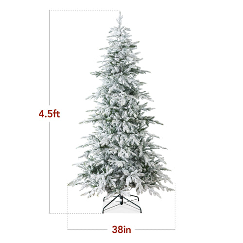 Pre-Lit Flocked Artificial Aspen Noble Fir Christmas Tree w/ Metal Stand