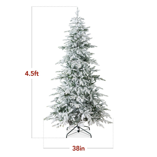 Pre-Lit Flocked Artificial Aspen Noble Fir Christmas Tree w/ Metal Stand