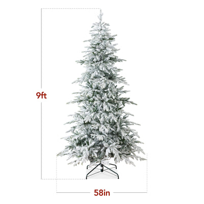 Pre-Lit Flocked Artificial Aspen Noble Fir Christmas Tree w/ Metal Stand
