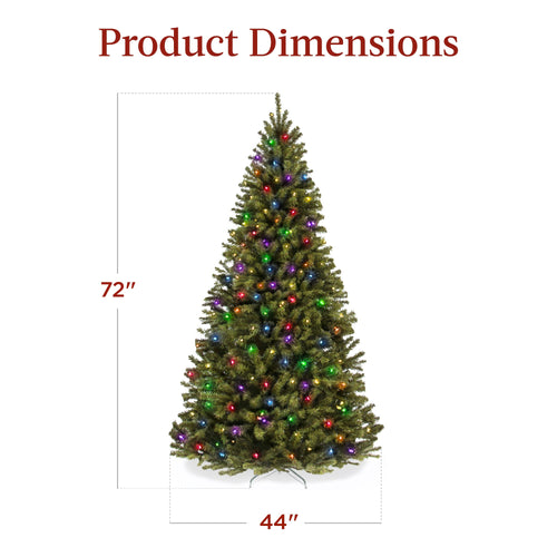 Pre-Lit Artificial Spruce Christmas Tree w/ Multicolored LED Lights