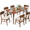 7-Piece Mid-Century Modern Dining Set, Wood Upholstered w/ 6 Chairs
