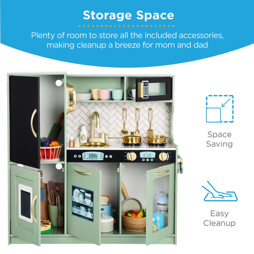 Pretend Play Kitchen Wooden Toy Set for Kids with 11 Accessories