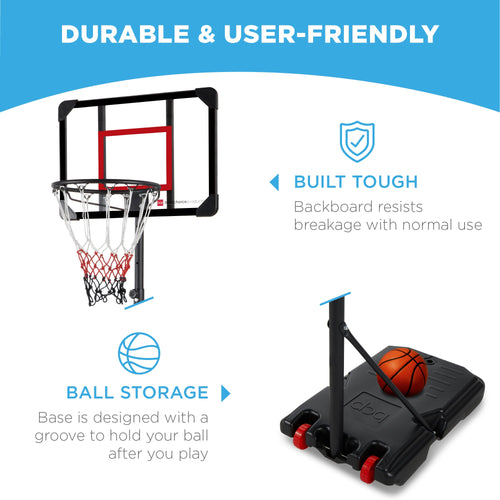Kids Height-Adjustable Basketball Hoop, Square Backboard w/ 2 Wheels