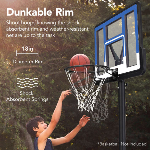 Adjustable Regulation-Size Basketball Hoop w/ Fillable Base, 2 Wheels