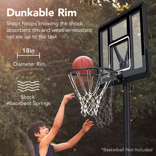 Adjustable Regulation-Size Basketball Hoop w/ Fillable Base, 2 Wheels