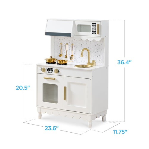 Pretend Play Cottage Kitchen Wooden Toy Set for Kids w/ 5 Accessories