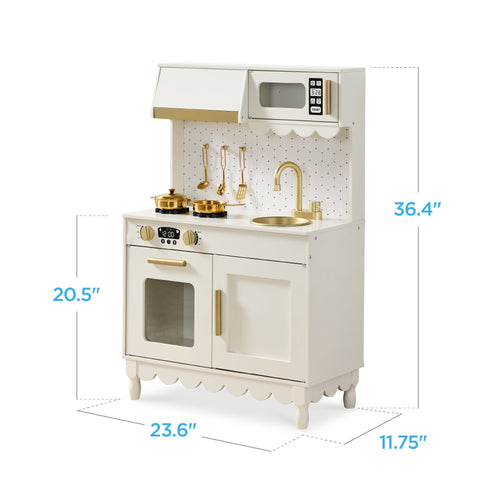 Pretend Play Cottage Kitchen Wooden Toy Set for Kids w/ 5 Accessories