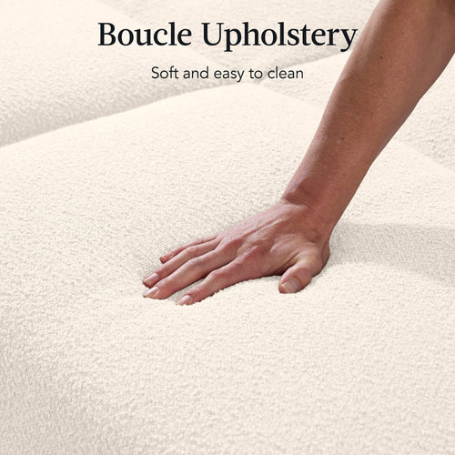 Curved Convertible Futon, Boucle Fabric Split-Back Sleeper Bed