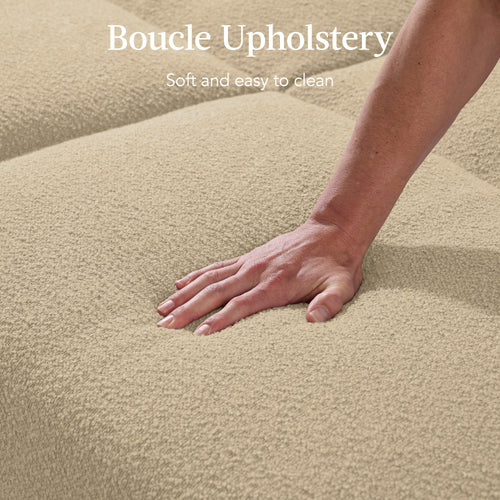 Curved Convertible Futon, Boucle Fabric Split-Back Sleeper Bed