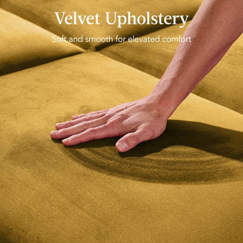 Curved Convertible Futon, Velvet Fabric Split-Back Sleeper Bed