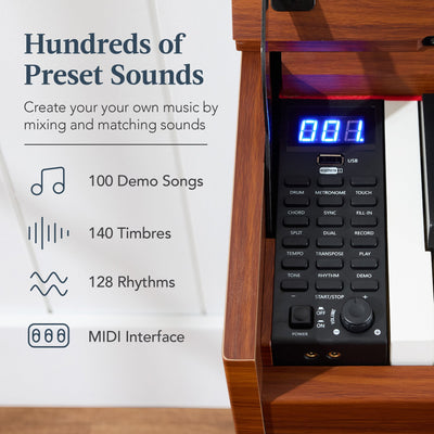 Modern 88 Key Fully Weighted Desk Style Digital Piano w/ Metal Legs