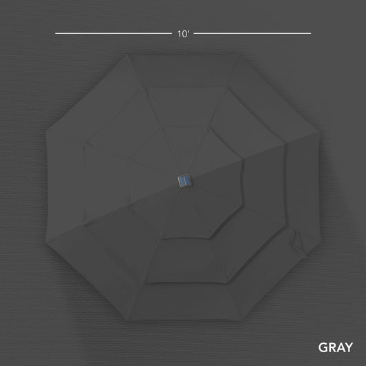 3-Tier Woodgrain Pattern Solar Patio Umbrella, Tilt Adjustment - 10ft