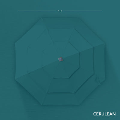 3-Tier Woodgrain Pattern Solar Patio Umbrella, Tilt Adjustment - 10ft