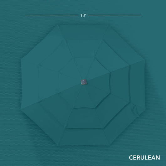 3-Tier Woodgrain Pattern Solar Patio Umbrella, Tilt Adjustment - 10ft