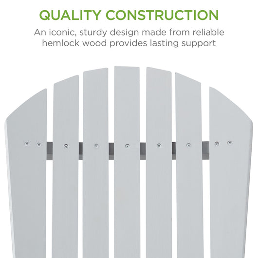 Folding Wooden Adirondack Chair, Accent Furniture w/ Natural Woodgrain