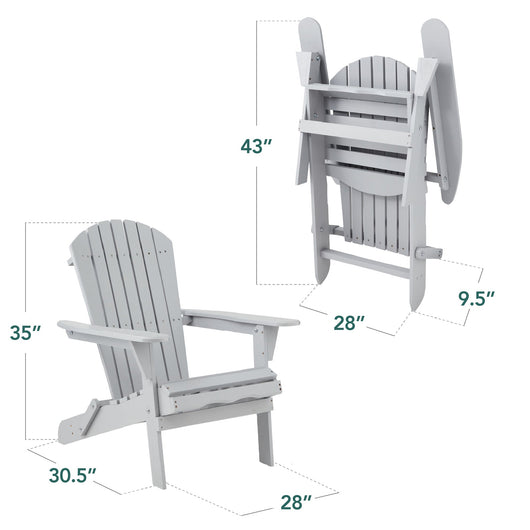 Folding Wooden Adirondack Chair, Accent Furniture w/ Natural Woodgrain