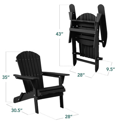 Folding Wooden Adirondack Chair, Accent Furniture w/ Natural Woodgrain