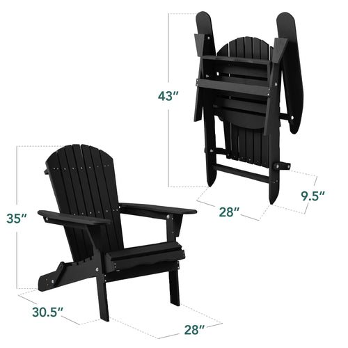 Folding Wooden Adirondack Chair, Accent Furniture w/ Natural Woodgrain