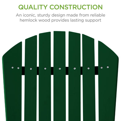 Folding Wooden Adirondack Chair, Accent Furniture w/ Natural Woodgrain