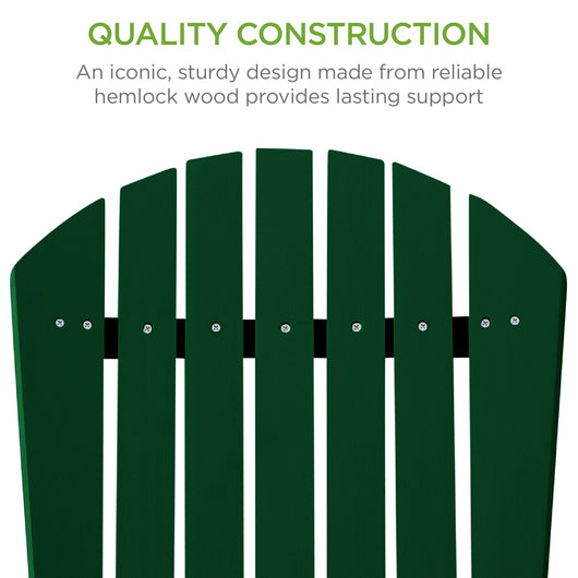 Folding Wooden Adirondack Chair, Accent Furniture w/ Natural Woodgrain