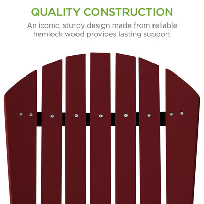 Folding Wooden Adirondack Chair, Accent Furniture w/ Natural Woodgrain