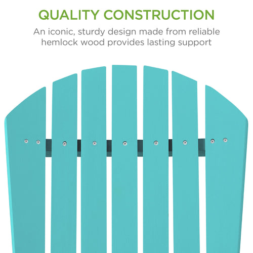 Folding Wooden Adirondack Chair, Accent Furniture w/ Natural Woodgrain