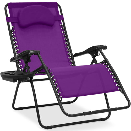 Oversized Reclining Zero Gravity Chair Lounger w/ Cup Holder, Pillow