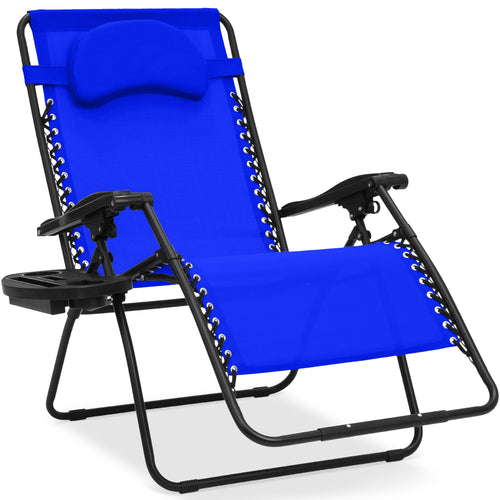 Oversized Reclining Zero Gravity Chair Lounger w/ Cup Holder, Pillow