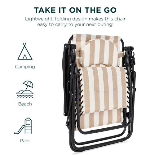 Oversized Reclining Zero Gravity Chair Lounger w/ Cup Holder, Pillow