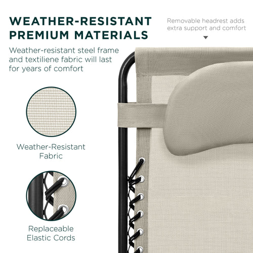 Oversized Reclining Zero Gravity Chair Lounger w/ Cup Holder, Pillow