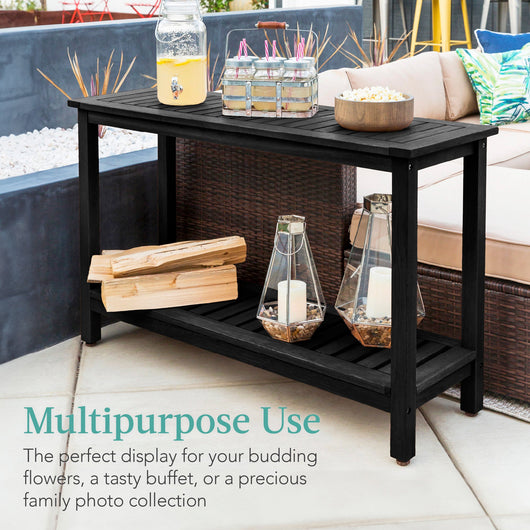 2-Shelf Wooden Console Table Storage Organizer w/ Natural Finish - 48in