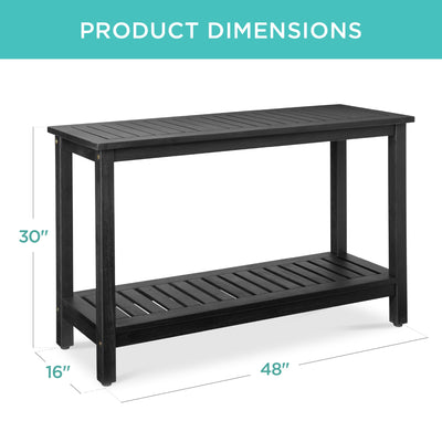 2-Shelf Wooden Console Table Storage Organizer w/ Natural Finish - 48in
