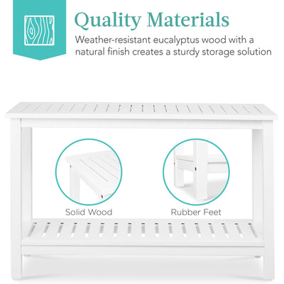 2-Shelf Wooden Console Table Storage Organizer w/ Natural Finish - 48in