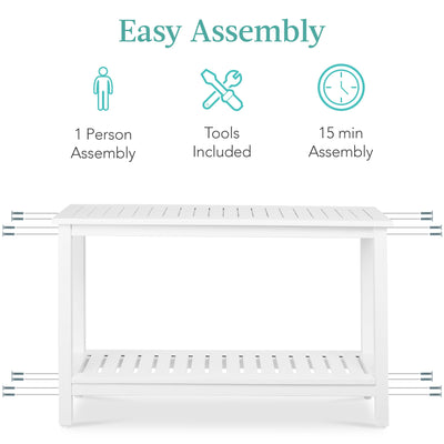 2-Shelf Wooden Console Table Storage Organizer w/ Natural Finish - 48in