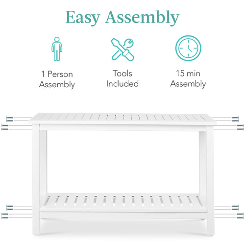 2-Shelf Wooden Console Table Storage Organizer w/ Natural Finish - 48in