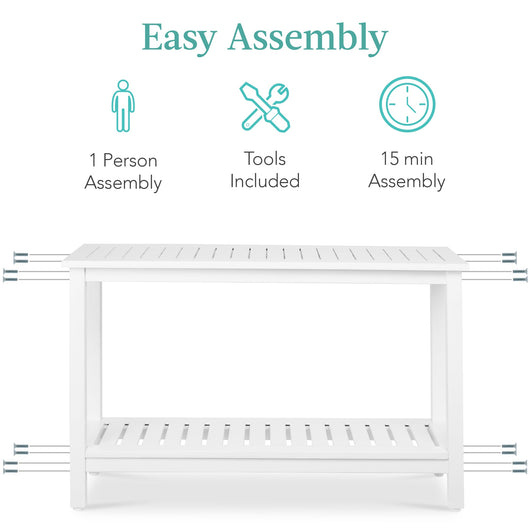 2-Shelf Wooden Console Table Storage Organizer w/ Natural Finish - 48in