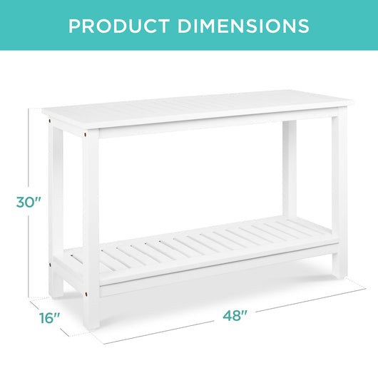 2-Shelf Wooden Console Table Storage Organizer w/ Natural Finish - 48in