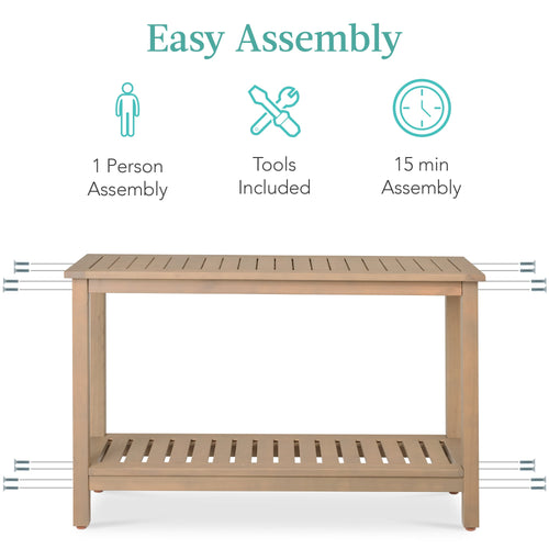 2-Shelf Wooden Console Table Storage Organizer w/ Natural Finish - 48in