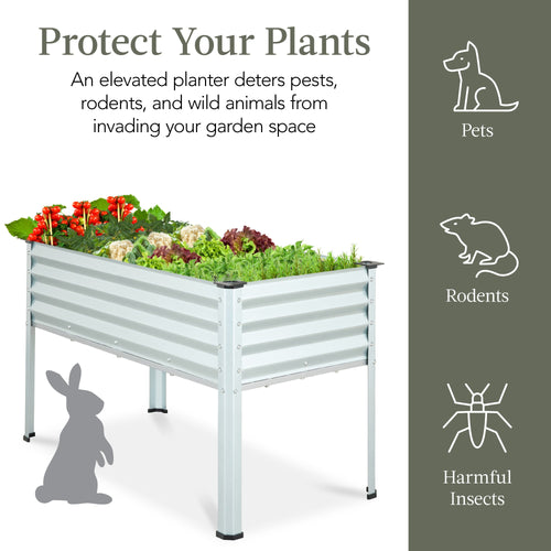 Elevated Galvanized Metal Garden Bed w/ Corner Protectors - 48x24x30in