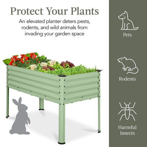 Elevated Galvanized Metal Garden Bed w/ Corner Protectors - 48x24x30in