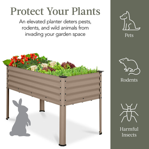 Elevated Galvanized Metal Garden Bed w/ Corner Protectors - 48x24x30in